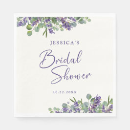 Guardanapo De Papel Lavanda de Aquarela Floral e Eucalyptus