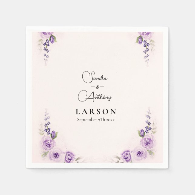 Guardanapo De Papel Lavanda e Casamento Rosa de Blush Napkins (Frente)