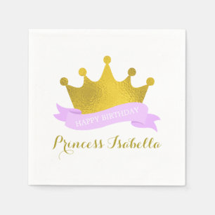 Guardanapo De Papel Lavanda e Festa de aniversário Dourada da Princesa