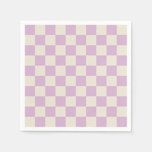 Guardanapo De Papel Lavanda e quadro de verificação branco desligado (Frente)