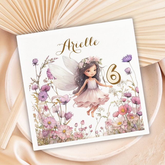 Guardanapo De Papel Lavanda Fairy wildflower pixel aniversário (Criador carregado)