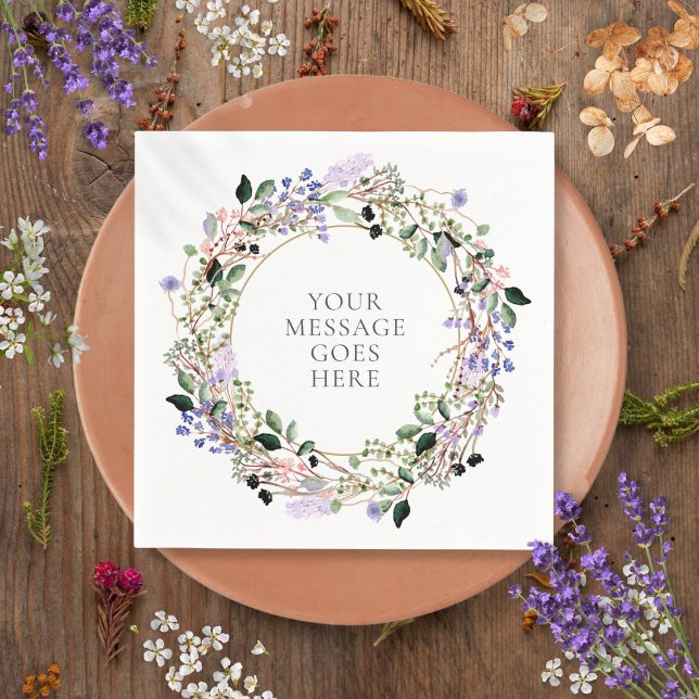 Guardanapo De Papel Lavanda Floral Greenerage Foliage Garland (Lavender Floral Greenery Foliage Garland Napkins)