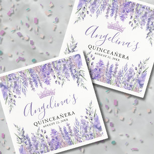 Guardanapo De Papel Lavanda Floral Roxo Quinceanera