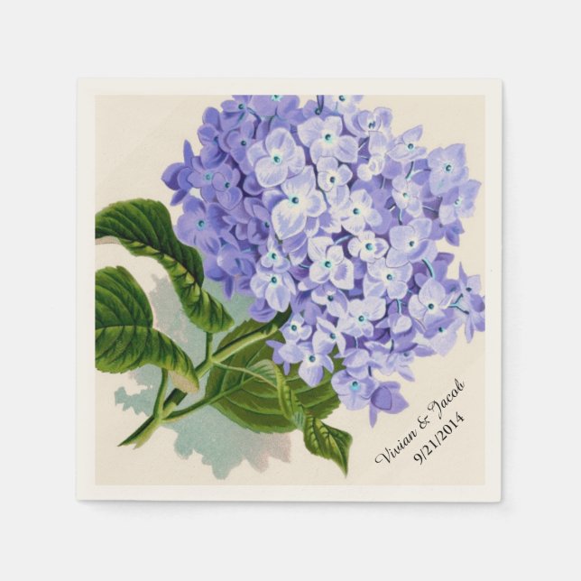 Guardanapo De Papel Lavanda Hydrangea Casamento Personalizado Napkins (Frente)