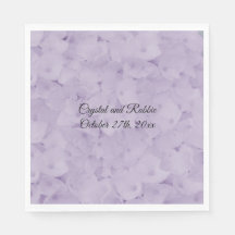 Lavanda Hydrangea Papel de Casamento Napkins