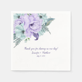 Guardanapo De Papel Lavanda Mint Purple Watercolor Peonies Recepção