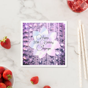 Guardanapo De Papel Lavanda Rhinestones Personalizado Aniversário