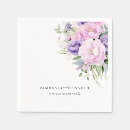 Guardanapo De Papel Lavanda Rosa Rosa, Floral, Obrigado Casamento