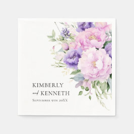 Guardanapo De Papel Lavanda Rosa Rosa, Floral, Obrigado Casamento