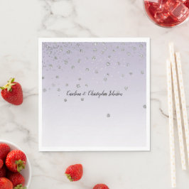 Guardanapo De Papel Lavanda Roxo Prata de Ombre Confetti Sparkle