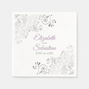 Guardanapo De Papel Lavanda sobre Casamento Elegante de Amigos Brancos