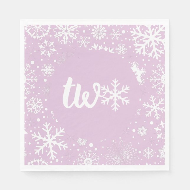Guardanapo De Papel Lavanda Winter Second Birthday Snowflake (Frente)