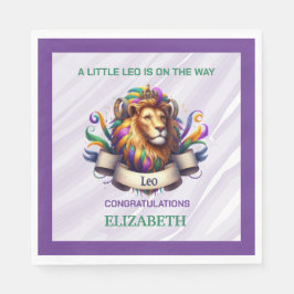 Guardanapo De Papel Lavender and Green Leo Zodiac Baby Shower