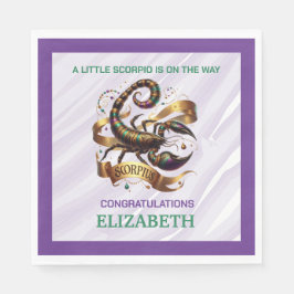 Guardanapo De Papel Lavender and Green Scorpio Zodiac Baby Shower
