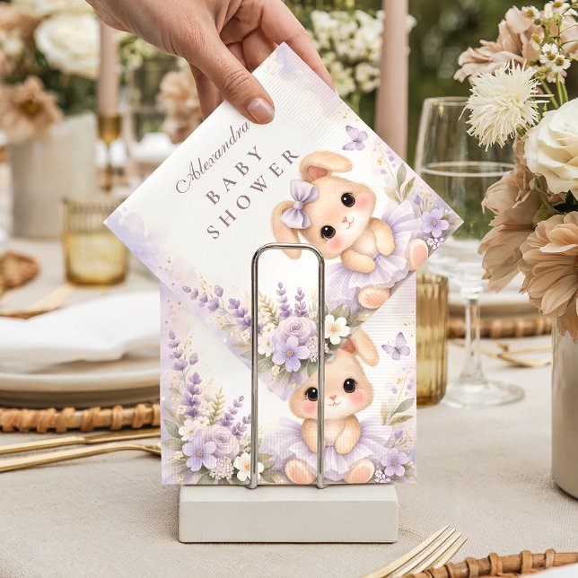 Guardanapo De Papel Lavender Bunny Floral Baby Shower (Criador carregado)