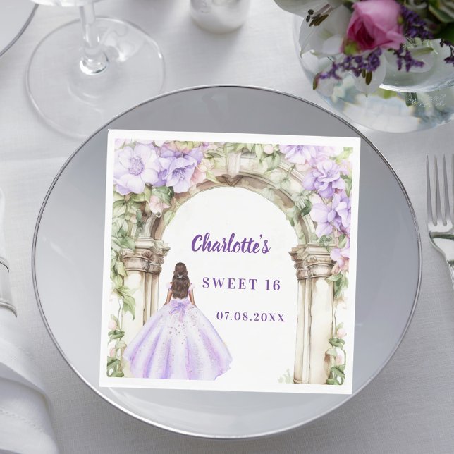 Guardanapo De Papel Lavender florals arch dress Sweet 16 luncheon (Criador carregado)