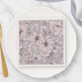 Guardanapo De Papel Lavender Grey Floral Watercolor