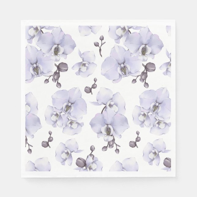 Guardanapo De Papel Lavender Orchid Baby Shower Napkins  (Frente)