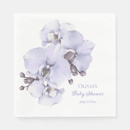 Guardanapo De Papel Lavender Orchid Baby Shower Napkins - Floral Baby 