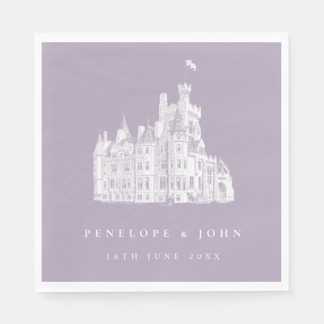 Guardanapo De Papel Lavender Vintage Castle Illustration Wedding (Frente)