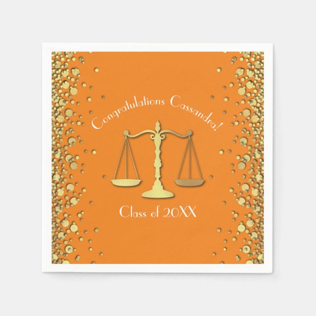 Guardanapo De Papel Lawyer Graduation Orange Dourado (Frente)