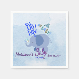 Guardanapo De Papel Layout de Chuvinha de Bebê Blue Elephant Oh Boy