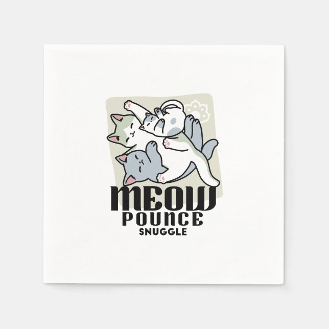 Guardanapo De Papel Lazer - Design de Gatos Preguiçosos (Frente)