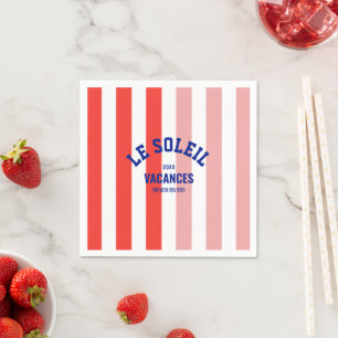 Guardanapo De Papel Le Soleil Vacances Riviera Cabana Stripe Francês