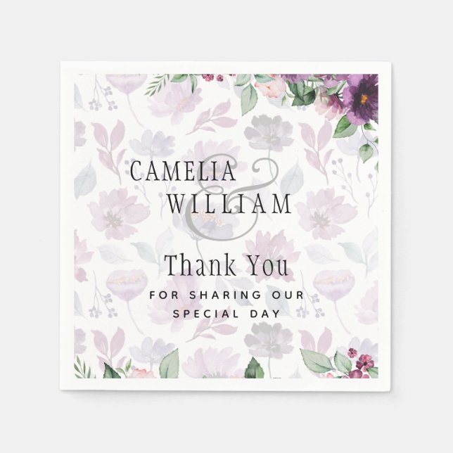 Guardanapo De Papel Leah G Plum Purple Berry Floral Casamento Fall Win (Frente)