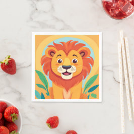 Guardanapo De Papel Leão bonito face safari Festa de aniversário selva