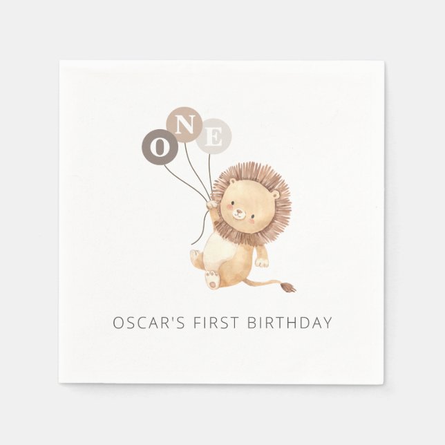 Guardanapo De Papel Leão com 3 Balões Marrons (Frente)