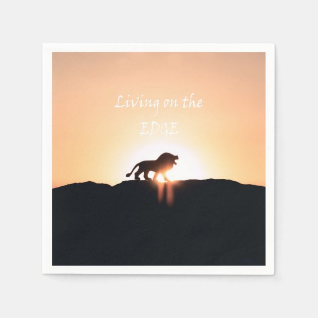 Guardanapo De Papel Leão no pôr do sol Vivendo na BORDA (Frente)