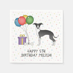 Guardanapo De Papel Lebreiro Italiano Preto e Branco - Feliz Aniversár