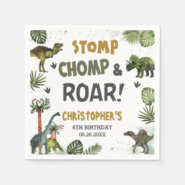 Guardanapo De Papel Legal Festa de aniversário dos Dinossauros Jurássi (Frente)