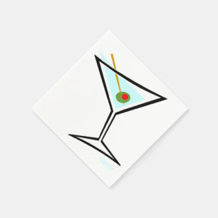 Guardanapo De Papel Legal Martini Olive Cartoon Moderno Cocktail