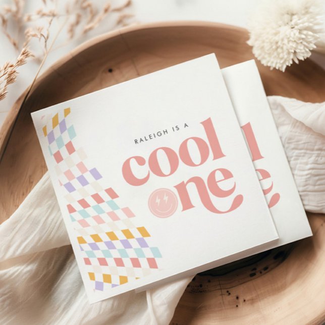 Guardanapo De Papel Legal retrô checado de uma garota de Groovy (Criador carregado)