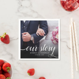 Guardanapo De Papel Legant Our Story Photo Wedding Manuscrito