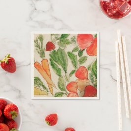 Guardanapo De Papel Legumes de Verão aquarela jardim cenouras beterrab