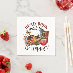 Guardanapo De Papel Leia Livros, Sip Tea e Fique Feliz