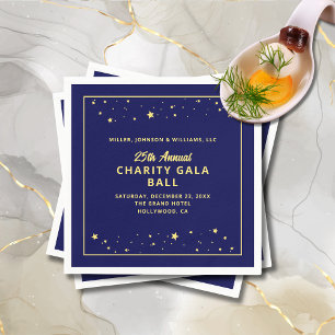 Guardanapo De Papel Leilão Silencioso de Gala, Elegante Azul Dourado