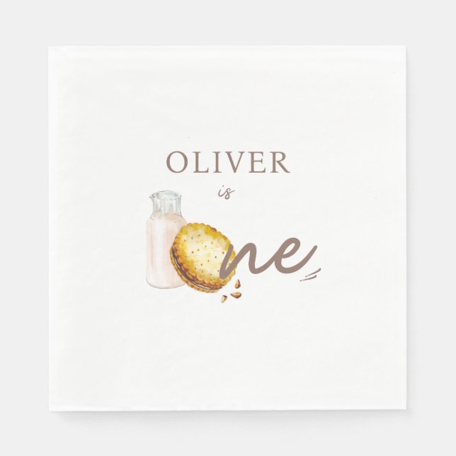 Guardanapo De Papel Leite e Cookies Primeira Festa de aniversário (Frente)