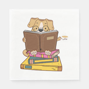 Guardanapo De Papel Leitura De Cães Livro Engraçada