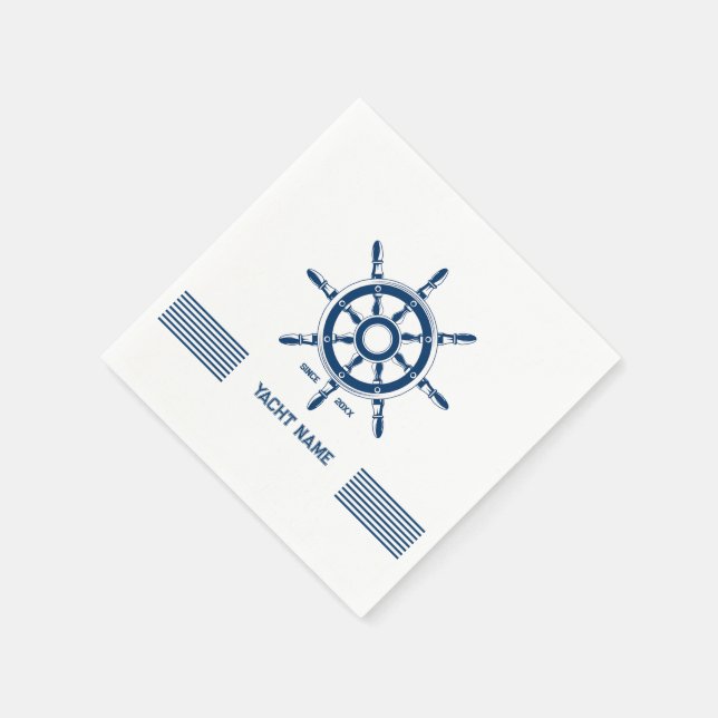 Guardanapo De Papel Leme náutico azul com texto personalizável (Canto)