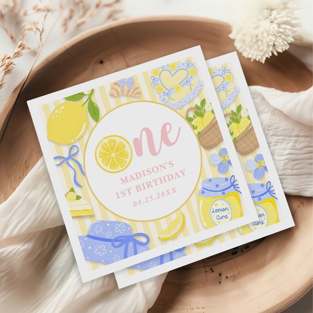Guardanapo De Papel Lemon Citrus Summer Lemonade 1st Birthday Party  (Criador carregado)