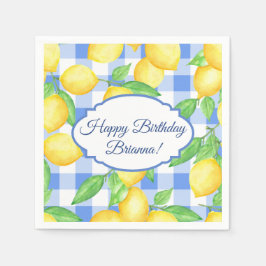 Guardanapo De Papel Lemon e Blue Gingham Birthday