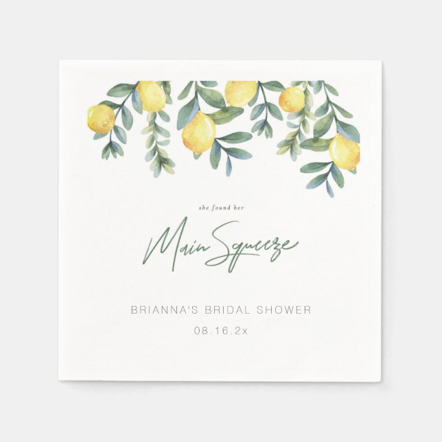 Guardanapo De Papel Lemon Ela Encontrou Seu Amor Chuva de Presentes de (Frente)