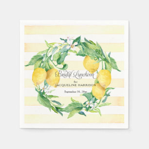 Guardanapo De Papel Lemon Greenery Wreath White Floral Bridal Luncheon