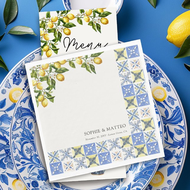 Guardanapo De Papel Lemon Grove Rustic Italiana Themed Wedding (Wedding napkins from the Lemon Grove wedding collection by Darling & May)