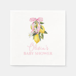 Guardanapo De Papel Lemon Pink Bow La Dolce Vita Baby Shower