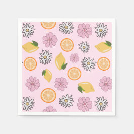 Guardanapo De Papel Lemon Summer Floral Napkins rosa